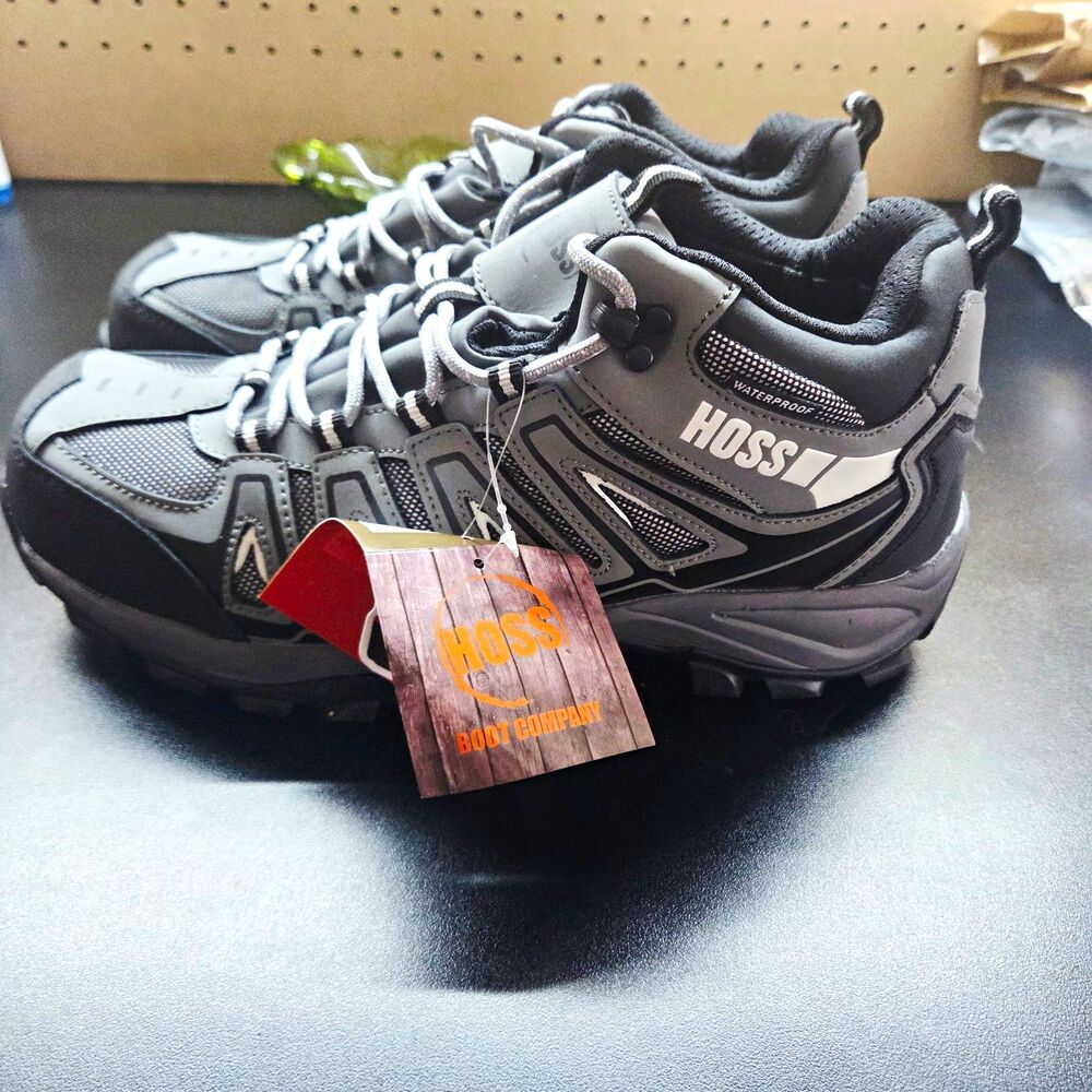 HOSS Trail Waterproof EH Work Shoes, Gray, Men's 9.5 Wide (E/W) 53023